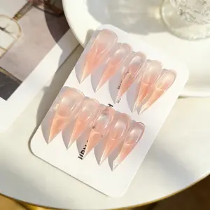 Handmade Cat Claw Nails, Transparent Dual Tone Gradient Dragon Claws, Medium Length, Glossy Finish, Single Item, High Transparency, Clear Nail Tips, Fake Nails