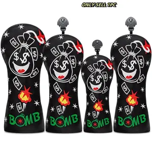 Funny Money Bomb Design Golf Club Headcovers, Durable Protection for Drivers & Hybrids, Ideal for Both Men & Women, Golf Accessories, Golf Equipment, Golf Gear