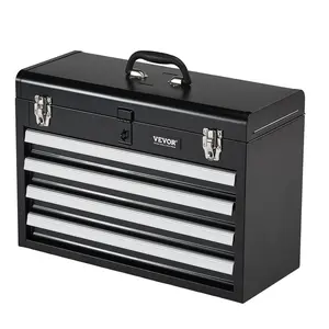 VEVOR Metal Tool Box, TikTokShopBlackFriday, 20.5-inch, Portable Metal Tool Box with 4 Drawers, Small Tool Chest with EVA Liners, Ball Bearing Slide Drawers Locking & Powder Coated Finish, Multi-Function Tool Organizer