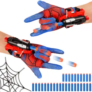 Spider Web Soft Bullet Launcher Toy, consisting of 2 launchers, 30 soft bullets and 2 sets of gloves.  Playable role-playing toy with shooting action. It is suitable for children, teenagers and adults, and is also the best choice for holiday gifts. summer