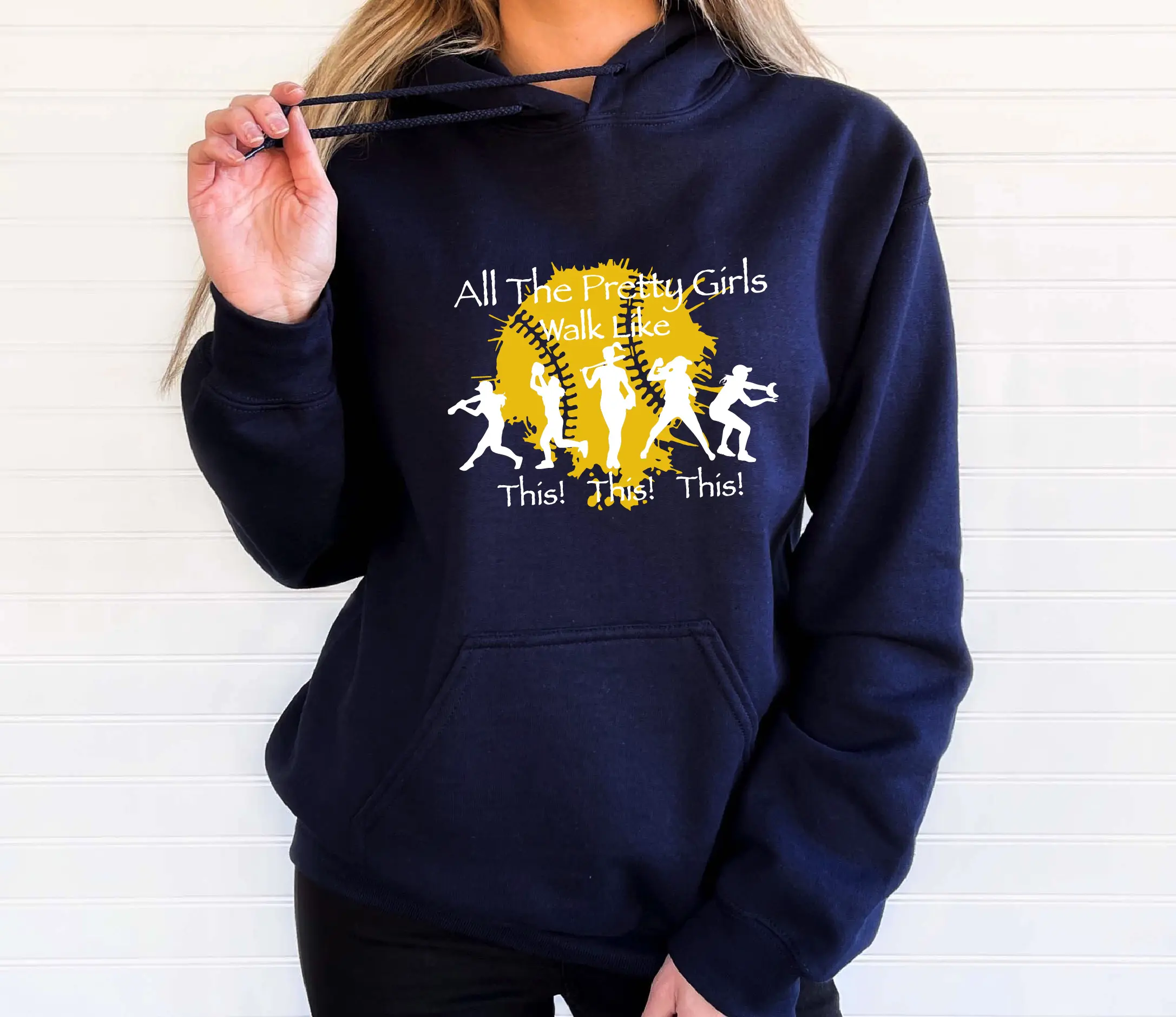 All The Pretty Girls Walk Like This Sweatshirt,Softball Girls Hoodie, Softball Lover Gift Sweatshirt, Funny Fastpitch Softball Say Hoodie, Softball Mama Sweatshirt, Gift For Softball Player