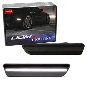 iJDMTOY Smoked Lens White Full LED Rear Side Marker Light Kit For Ford 2005-09 Mustang, Powered by 54-SMD LED, Replace OEM Back Sidemarker Lamps