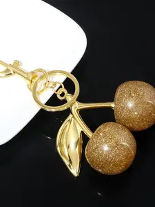 Unisex Crystal Cherry Keychain, Stylish Keychain, Keychain for Bags, Fashionable Cute Fruit Bag Charm, Handbag Pendant, Car Key Accessory, Various Holiday Gifts