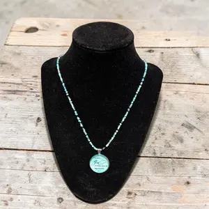 Faith Over Fear Teal Beaded Necklace – Handmade “With God Nothing Is Impossible” Christian Pendant