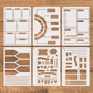 6-Pack A5 Diary & Journal Templates, Waterproof Flexible Rounded Corners, Includes Dividers Stickers Layouts, Perfect for Bullet Journals Scrapbooks