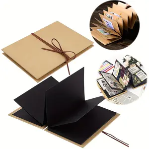 Expandable Folding Adventure Book Scrapbook Album, DIY Accessories Set, Crafts Kit, Hardcover Kraft Paper, Perfect for Weddings Anniversaries & Valentines, Art Stickers