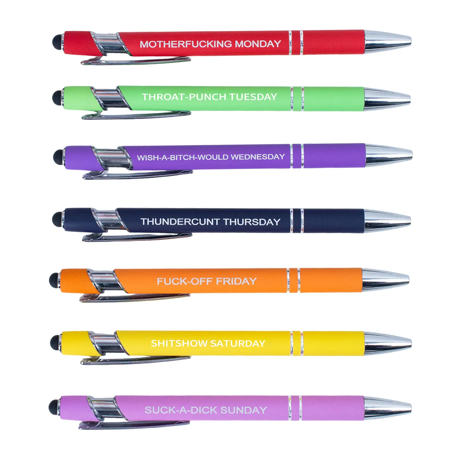 7-Pieces Humorous Quote Ballpoint Pen Kit, Office Stationery Supplies, Smooth Ink Sarcastic Relatable Quote Pens for Work Desk Use, Pre-Printed Text