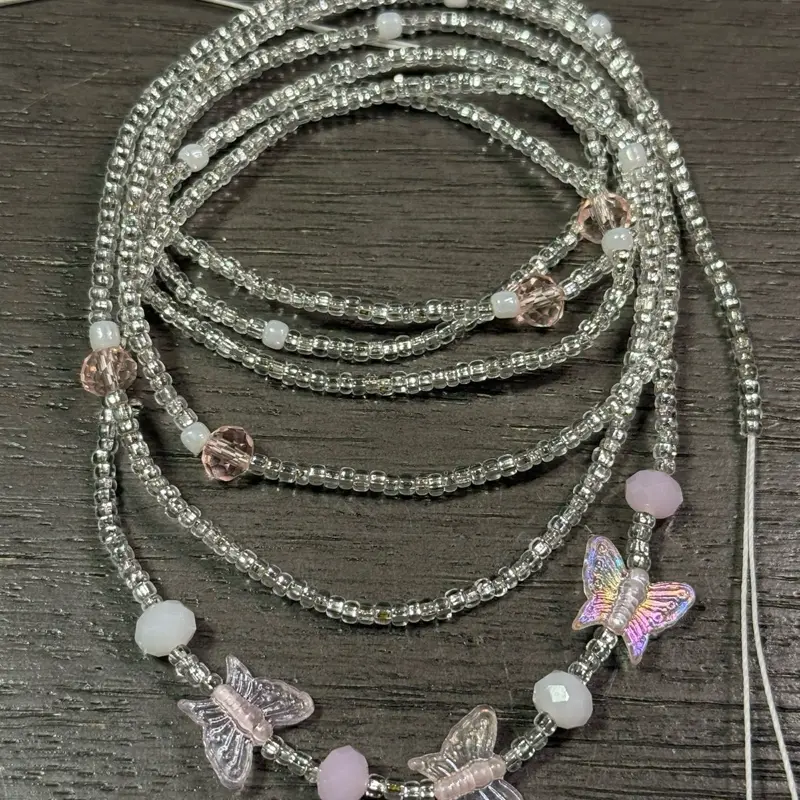 Iced tie on waist beads