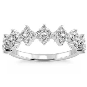 1/2Ct TW Round Cut Diamond Wedding Ring 14k Gold Stackable Band Lab Grown