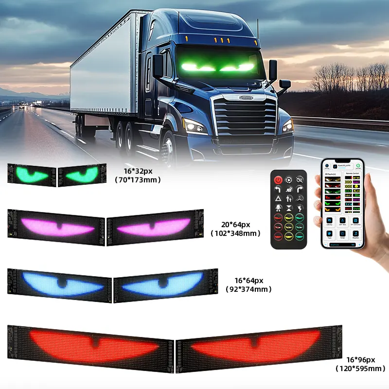 Devil Eyes LED Light Strips for Cars Trucks SUVs 4.72"x23.43" Windshield Decoration with App Control USB Powered 2pcs