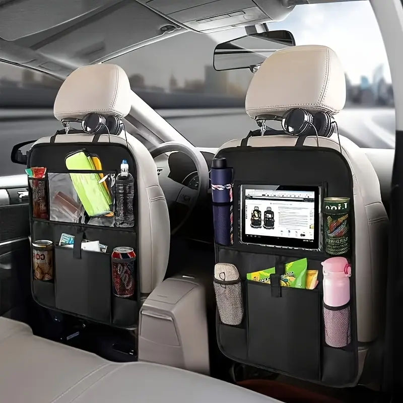 1 piece of three in one car seat backrest storage bag - Oxford cloth storage bag with tablet pocket, suitable for rear seat storage space for snacks, umbrellas, SUV travel essentials, Car interior accessory, Car Accessory, Car Accessories Interior