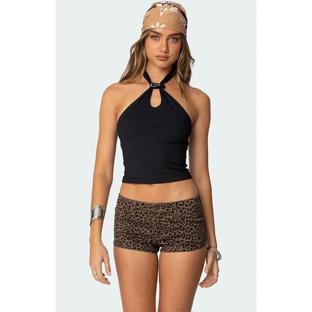 Edikted Women's Alizee Belt Detail Halter Top