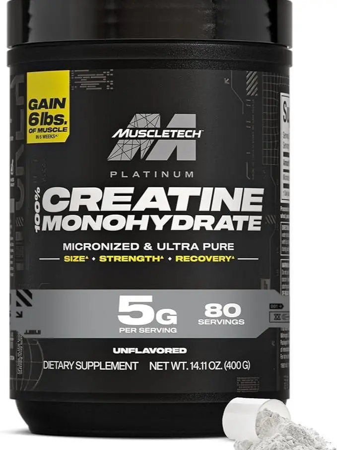 MuscleTech Creatine Monohydrate Powder, Platinum Pure - Unflavored Micronized Creatine for Men & Women - Workout Supplements for Performance, Muscle Recovery & Builder-(80 Servings) Packaging May Vary