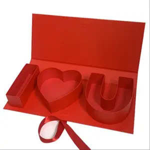 Empty Flower Personalizable Gift Box I Love You Paper Letter Shape Filled with Chocolate Strawberries Candies Packaging, Perfect for Gifting