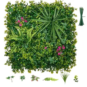 VEVOR Artificial Plant Wall, 16PCS 20 x 20 in Artificial Boxwood Panels, Greenery Backdrop Privacy Hedge Fence with Sun Protection, Fake Grass Wall Screen for Wedding, Indoor, Outdoor Garden, Backyard