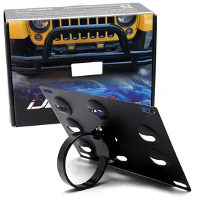 iJDMTOY No Drill Required 2.5-Inch Bumper Guard Tube Mount License Plate Bracket/Holder (Not Fit 2.75 or 3.0 Inches Bullbars)
