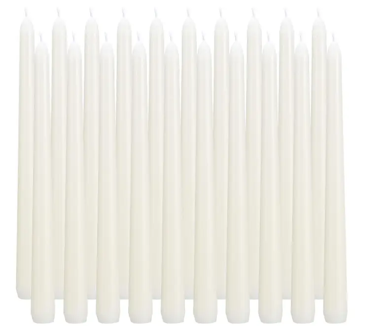 Set of 20 Ivory Taper Candles - 10 Inch Long Burning with Cotton Wicks - Unscented and Smokeless - Ornaments, Decor Freshener Decoration