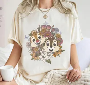 Vintage Chip And Dale Shirt, Floral Chip And Dale T-shirt, Vacation Gifts Tee, Funny Magic Kingdom, Family Trip