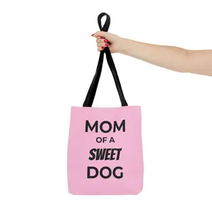Mom of a Sweet Dog Tote Bag | Pink Typography Dog Mom Tote