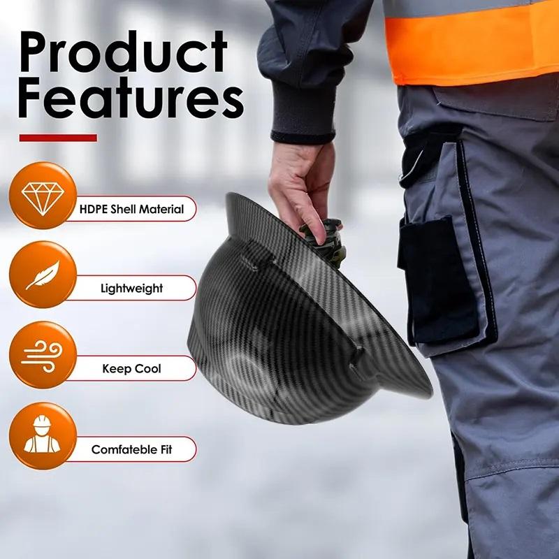 Yeomoo Carbon Fiber Safety Helmet Lightweight Shockproof Protective Hard Hat For Outdoor Working Use