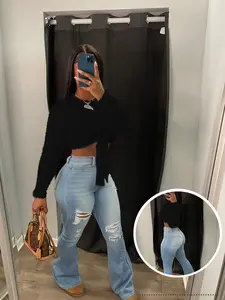 USBoutique Chic Women's Solid Tie Front Crop Plush Sweater, Casual Chic Long Sleeve Round Neck Jumper for Fall & Winter, Fashion Ladies' Tops Knitwear for Daily Wear, Sweaters for Women