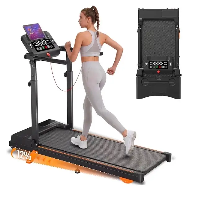 Foldable Under Desk Walking Pad Treadmill for Home & Office, 3.5HP Machine with Handle Bar, 15% Incline, 350 Lbs Capacity Compact Portable Indoor Cardio Gym Equipment