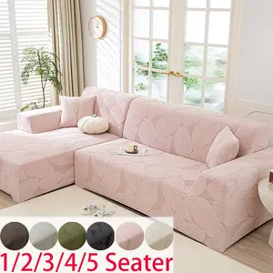 High-Value Leaf Pattern L-Shaped Sofa Cover, Stretchy Washable Pet-Friendly Sofa Protector, Elastic Sofa Slipcover, 1/2/3/4/5 Seater Combination