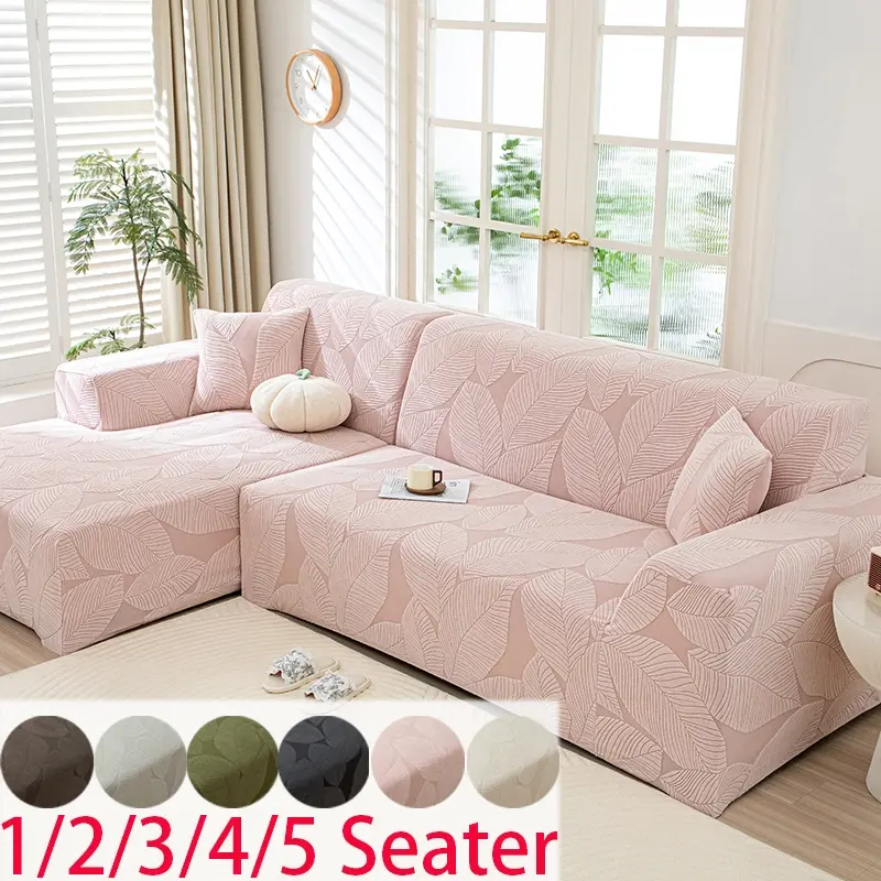 High-Value Leaf Pattern L-Shaped Sofa Cover, Stretchable Sofa Cover, Washable Couch Cover, Stretchy Washable Pet-Friendly Sofa Protector, Elastic Sofa Slipcover, 1/2/3/4/5 Seater Combination