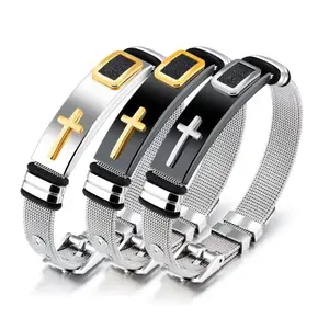 Stainless steel cross adjustable mesh bracelet fashion bracelet jewelry couple men and women same style