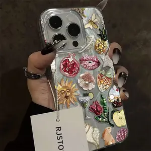 Pomegranate printed beaded phone case, suitable for iPhone17.