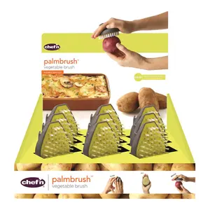 Chef N 6504294 Palmbrush Vegetable Brush Plastic - Gray & Yellow - pack of 9