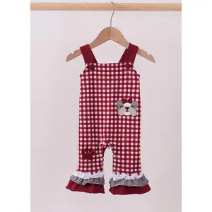 Bulldog Pride Applique Maroon Ruffle Romper