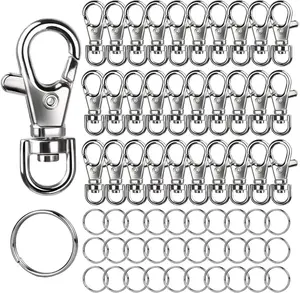 60PCS Metal Swivel Snap Hooks and Key Rings, 30PCS Small Lobster Claw Keychains Clasps and 30PCS Key Chain Ring for Keychain Clip, Key, Jewelry Making, Art Crafts, Silver