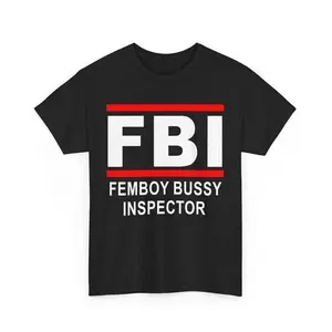 Bold Red Line FBI Funny Slogan Graphic Heavyweight Cotton Short Sleeve, Internet Meme Humor Daily Wear Cotton Tee