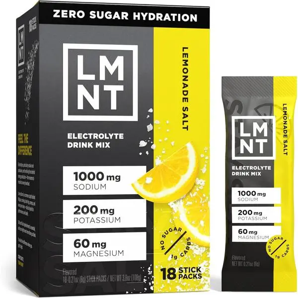 LMNT Zero Sugar Electrolytes - Lemonade | Drink Mix | 18-Count