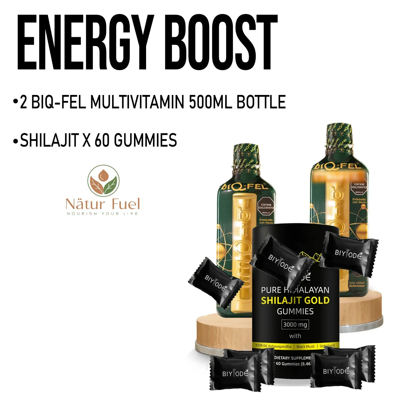 Energy Boost: 2 Bottles 500ml, Shilajit
