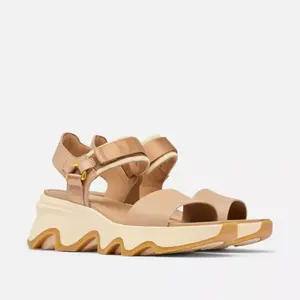 SOREL KINETIC Impact Y-Strap High Women's Wedge Sandal Color  Honest Beige, Honey White