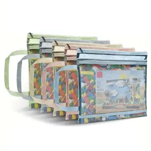 5pcs Colorful Mesh Toy Storage Bags - Double-Layer Nylon, Durable & Breathable Zipper Pouches for Building Blocks & Organizing, Includes Portable Handles Storage Bags With Zipper Blanket Storage Bags With Zipper