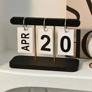 Elegant Flip Page Calendar Weekly Planner Desk Ornament, Home Decor for Living Room Entryway Office Desktop Wine Cabinet Decoration