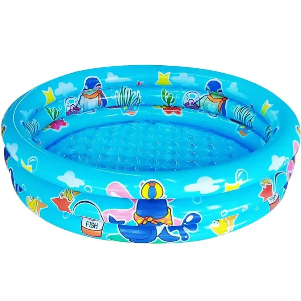 3 Rings Kiddie Pool for Toddlers, 48 x 12 Inch Inflatable Kids Swimming Pool, Baby Ball Pit Pool, Small Infant Splash Pool for Indoor & Outdoor Play, Blue