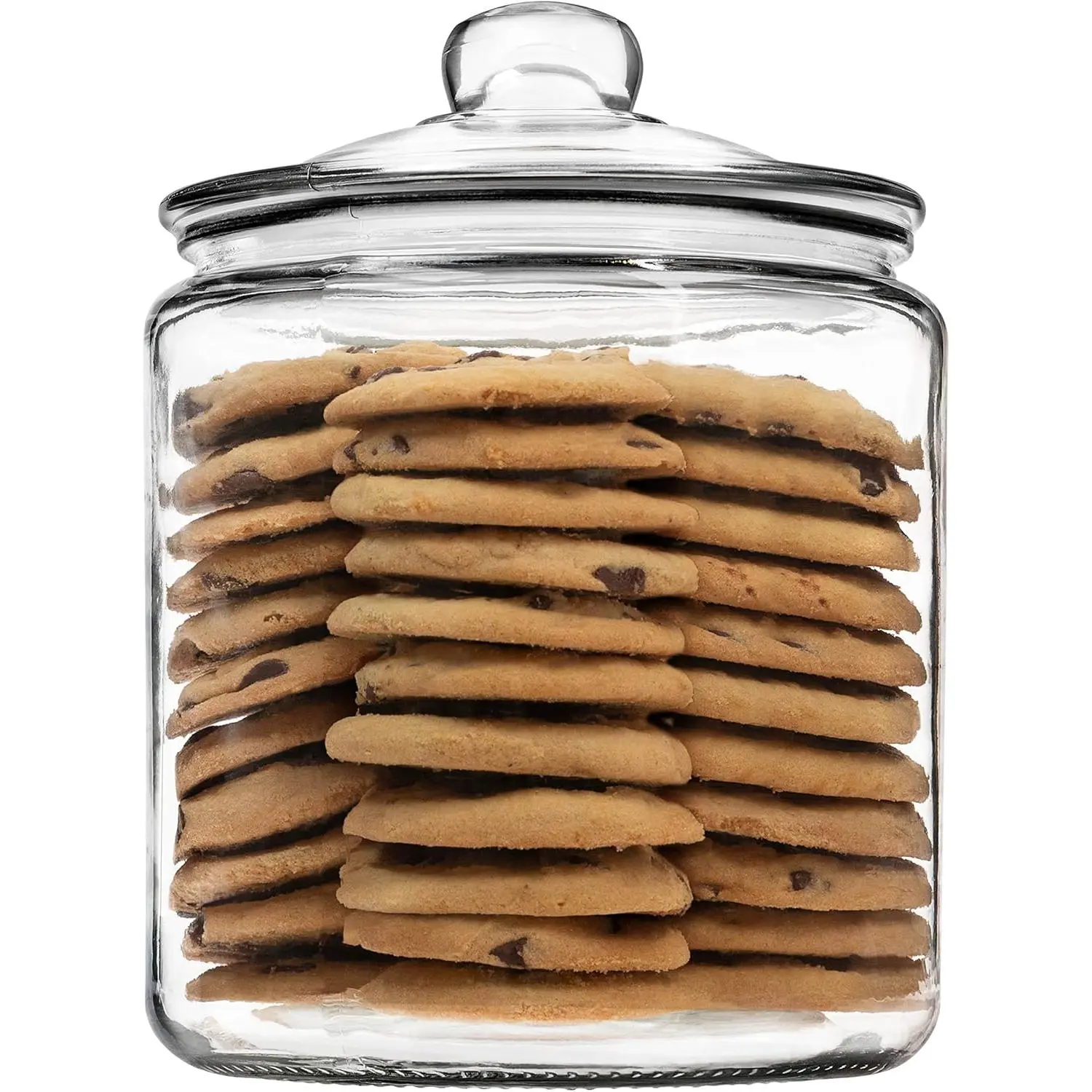 1 Gallon Glass Cookie Jar with Lid – Glass Jar with Lid - Airtight Food Storage Container for Cookies, Candy, Flour, Dog Treats – Clear Large Kitchen Jar for Pantry - Glass Containers with Lids