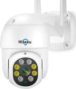 2K 3MP Hiseeu WiFi Camera PTZ Security Camera Outdoor, Auto Tracking&Light Alarm Floodlight & Color Night Vision,360° View,Two-Way Audio, Motion Detection,Compatible Wireless Camera System surveil l spotlight siren cctv