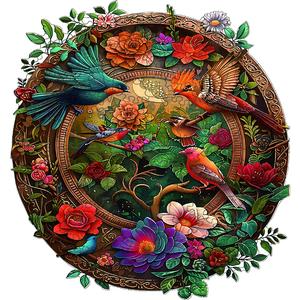 Birds Wooden Puzzle for Jigsaw lover, Jigsaw Puzzles, Uniquely Irregular Animal Shape Puzzle Wooden Toys, Christmas Birthday Gift with Beautiful Package Home Decor Family Game