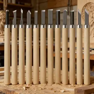 Wood Carving Tool Set 12 Pieces, Sharp Steel Sculpting Knife, DIY Woodworking Craft Kit, Solid Wood Handle, Ergonomic Design, Hobbyist Use