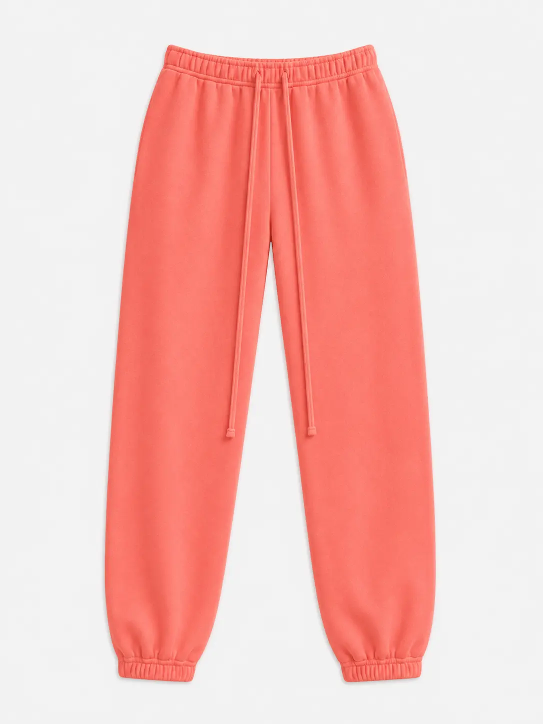 Men's Oversized Coral Pink Cotton Fleece Sweatpants - Athletic, Colorfast, Durable, Relaxed-Fit Joggers with Side Pockets, Drawstring, All-Seasons Casual Streetwear for Gym, Travel, Elastic Waist, Fashion, Loose-Fitting, Machine Washable