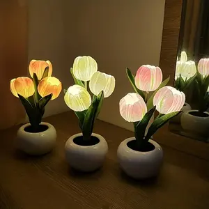 Tulip LED Flower Lamp Set, Realistic Design (//), Touch Dimmable, USB Powered, No Maintenance Needed, Perfect for Bedroom Decor,Christmas Gifts For GF