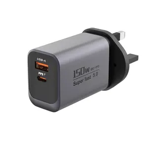 150W Travel USB Charger PD + QC 3.0 Dual Port, Universal Fast Charging Adapter