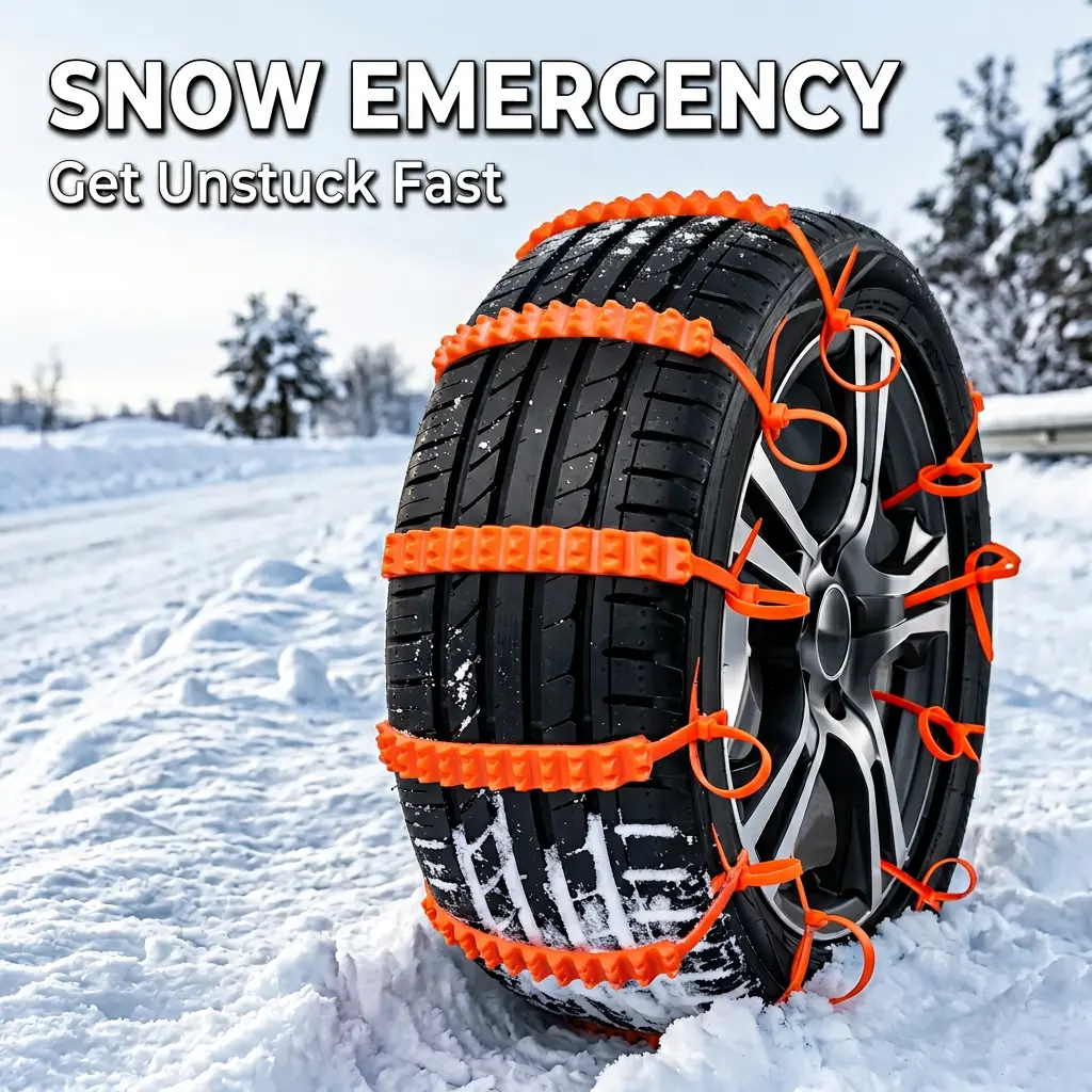 10× Anti-Skid Tire Chains for Cars - Heavy-Duty Reusable Chains with Anti-Skid Grip, Enhanced Control, High-Strength Materials, Compact Easy Carry, Flexible Fit, Tool-Free Installation, Winter/Muddy Terrain Safety Accessory