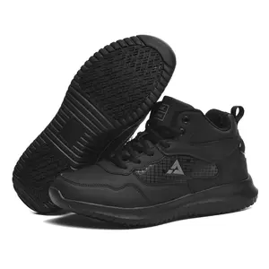 Men's Leather Non Slip Food ServiceShoes, Water & Oil Resistant, Comfortable, B reathable,Lightweight Slip Resistant Shoes for Men, for Kitchen,Restaurant, Slip-on Chef Walking stylish Shoes