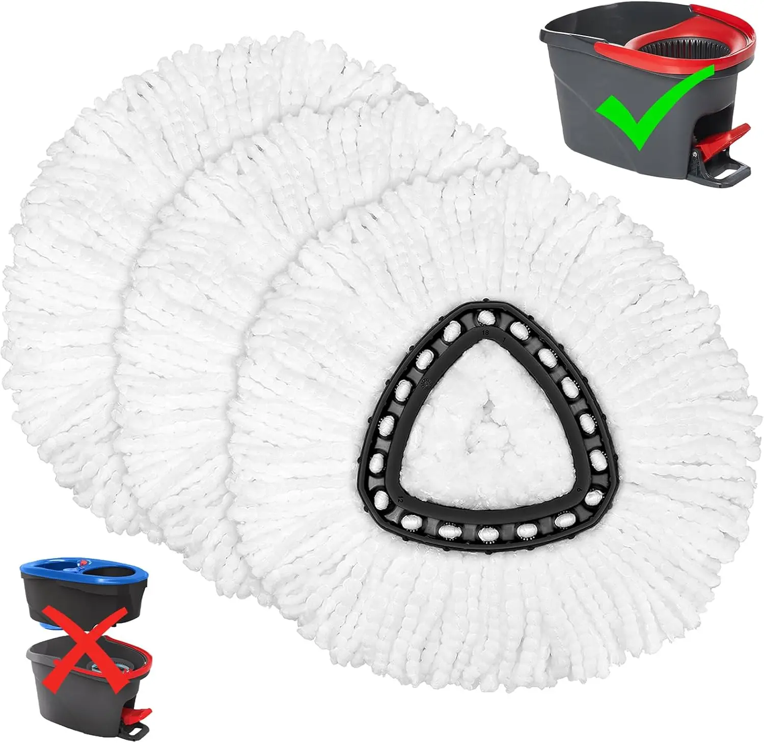 3 Pack For O-Cedar Microfiber Spin Mop Replace Heads Easywring Mop Head Refills Easy Cleaning & Use for Floor  Machine Washable dealsforyoudays